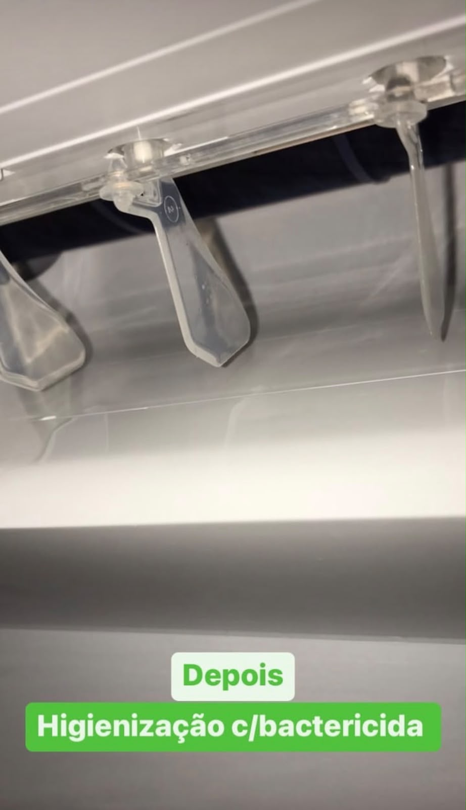 Bobina do ar-condicionado higienizada com bactericida, depois do serviço Doctor Clima