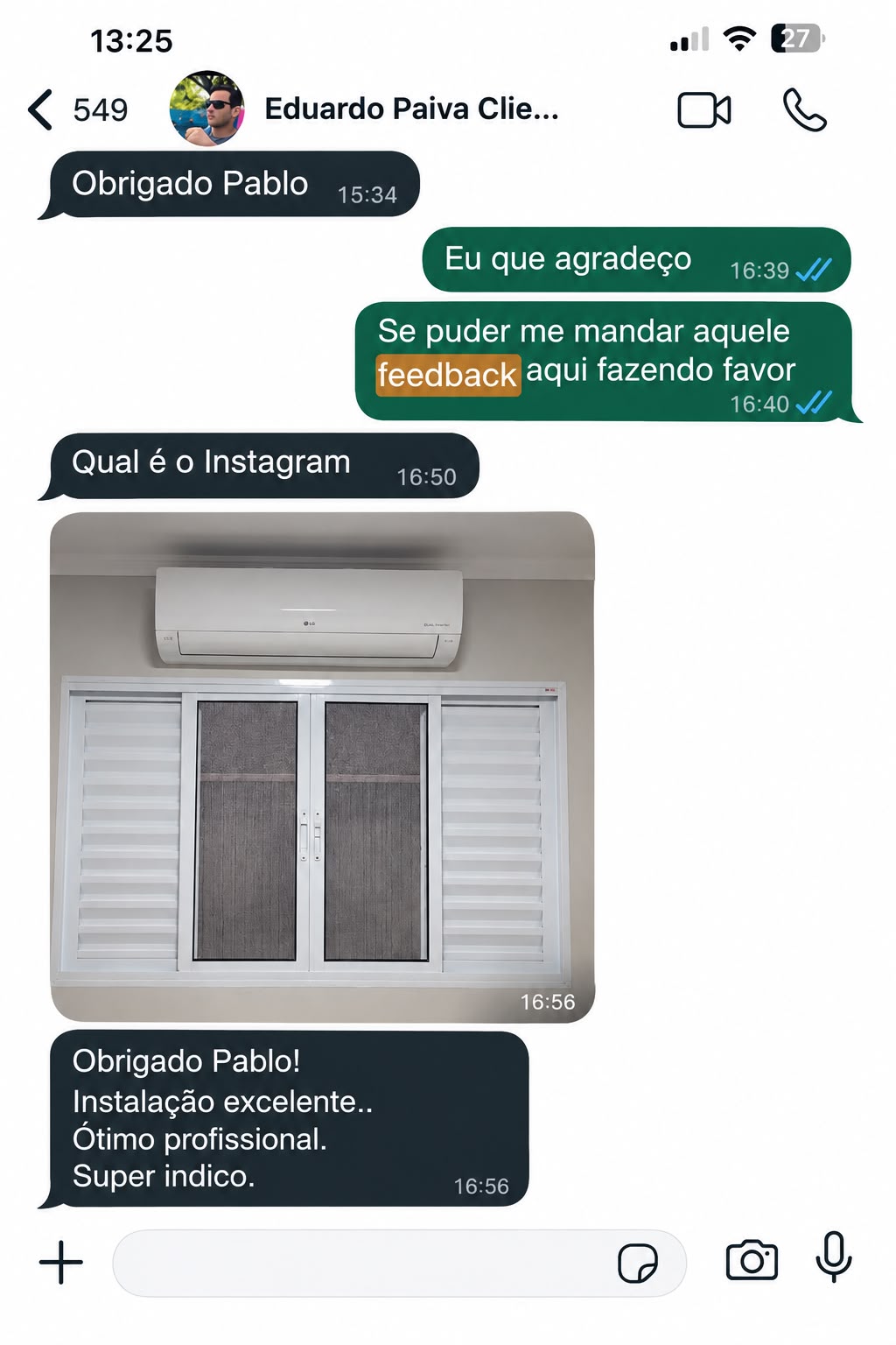 Print real de conversa com cliente da Doctor Clima