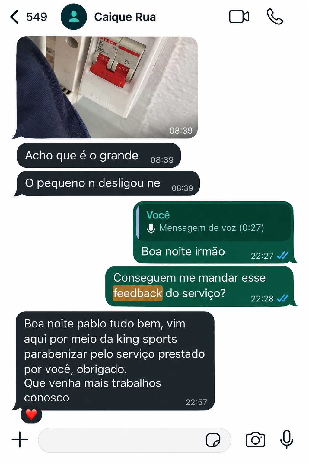 Print real de conversa com cliente da Doctor Clima