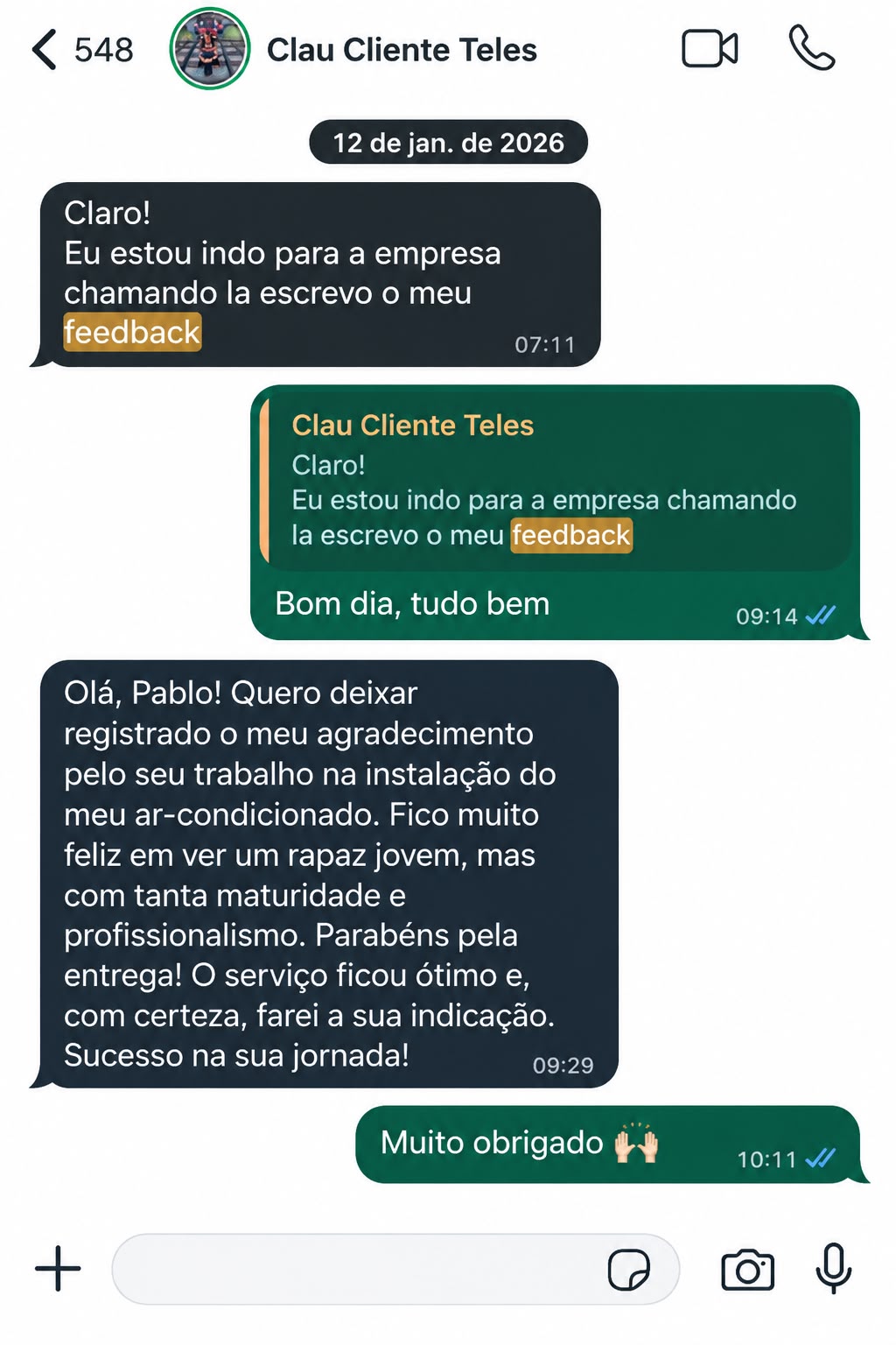 Print real de conversa com cliente da Doctor Clima
